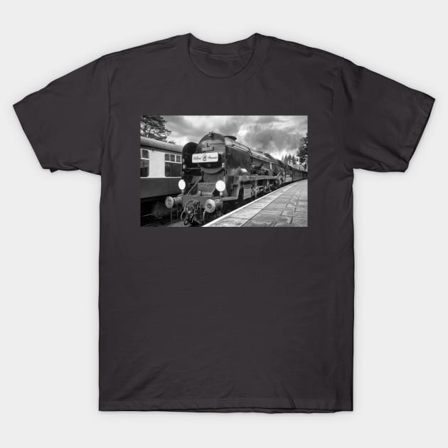 The Boat Train - Black and White T-Shirt by SteveHClark
